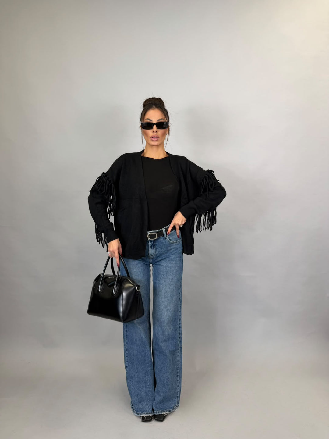 Cardigan Frange Nero