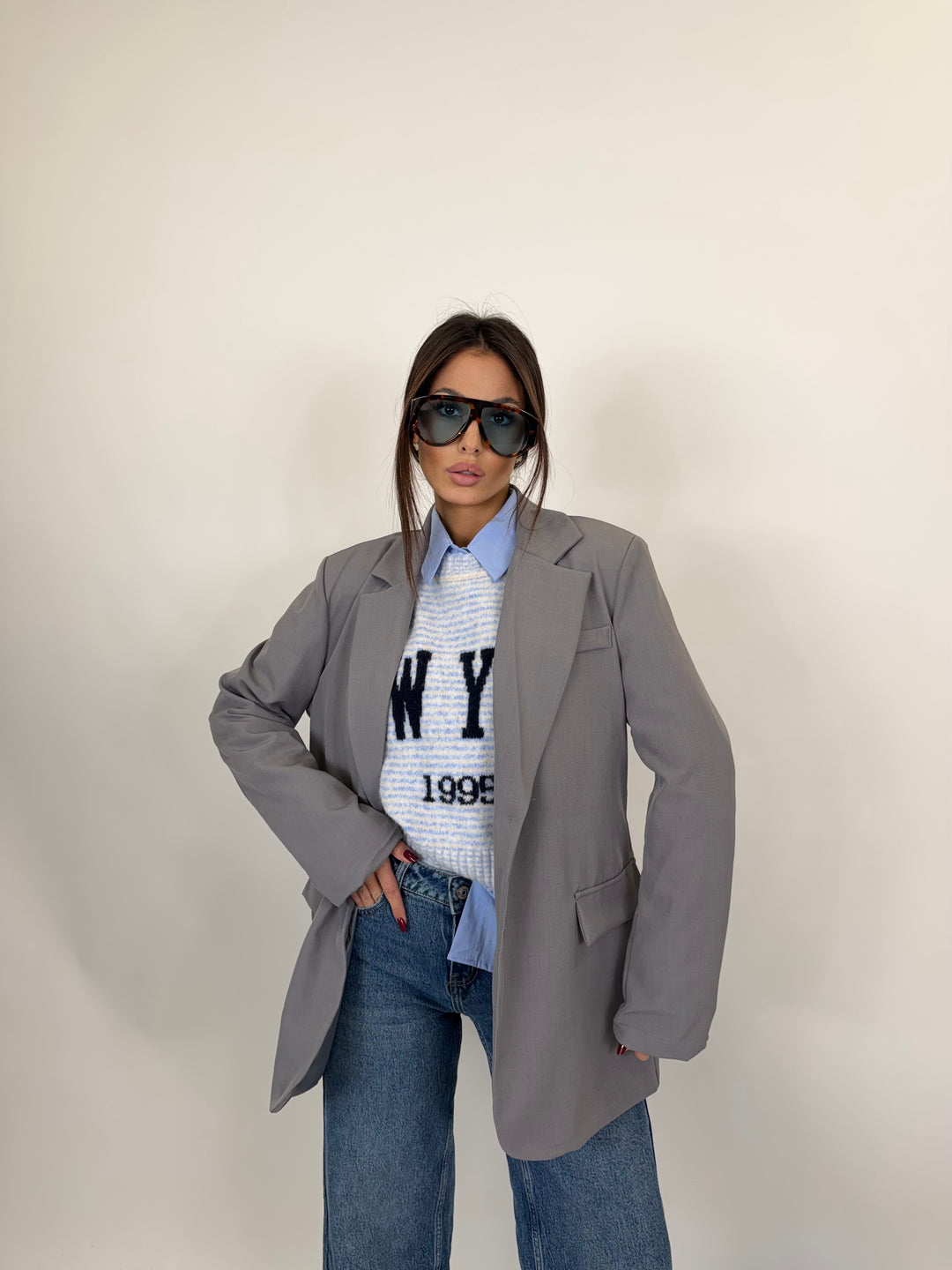 Blazer Botton Grigio