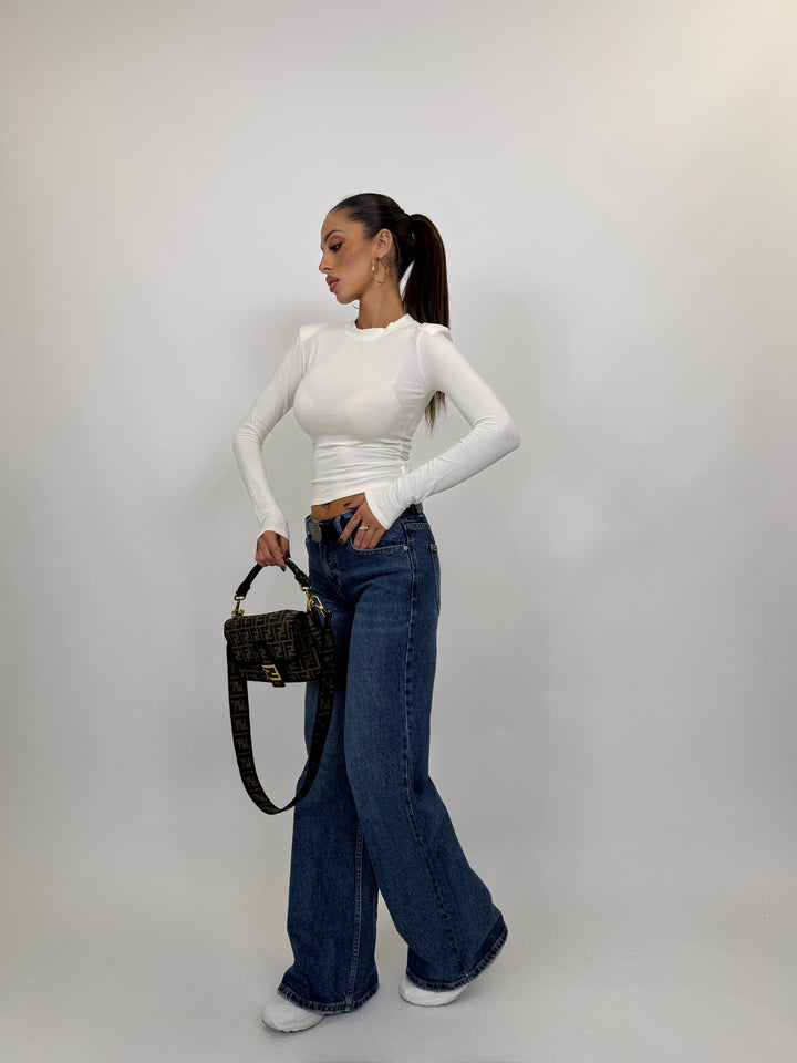 Maglia Crop Square Panna