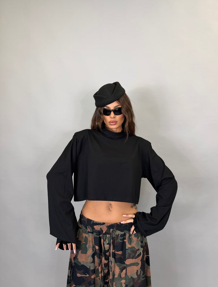 Maglia Nuvola Crop Nera