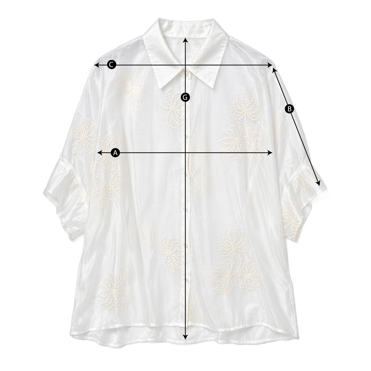 Schema misure BLUSA OVER RICAMATA