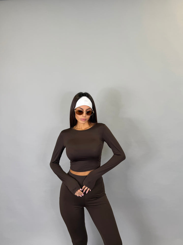 Lycra crop Marrone