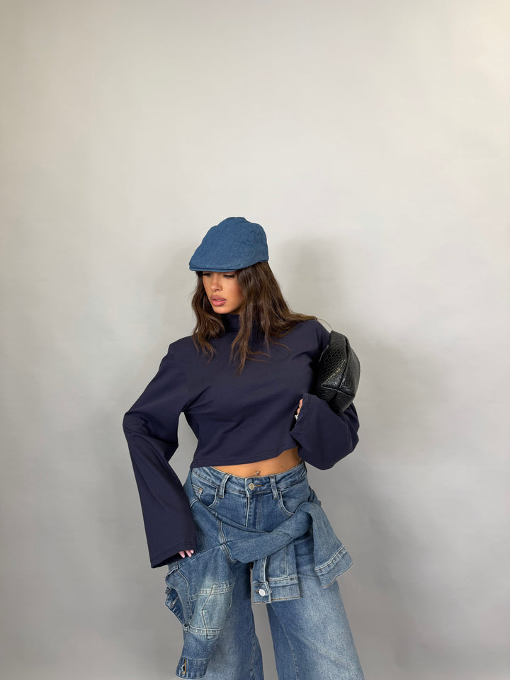Maglia Nuvola Crop Blu Notte