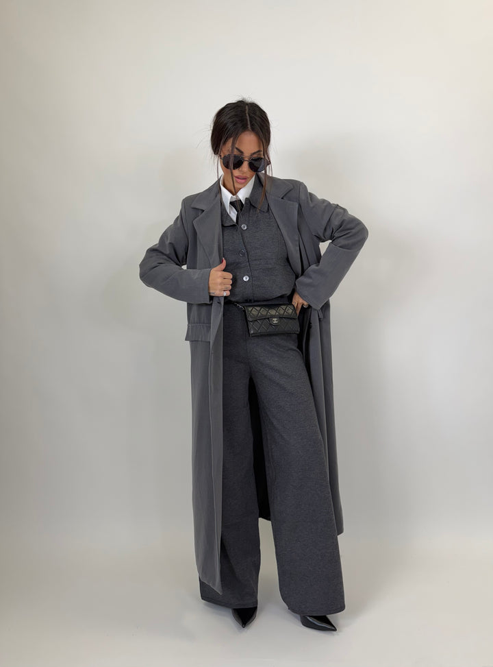 Trench Long Grigio