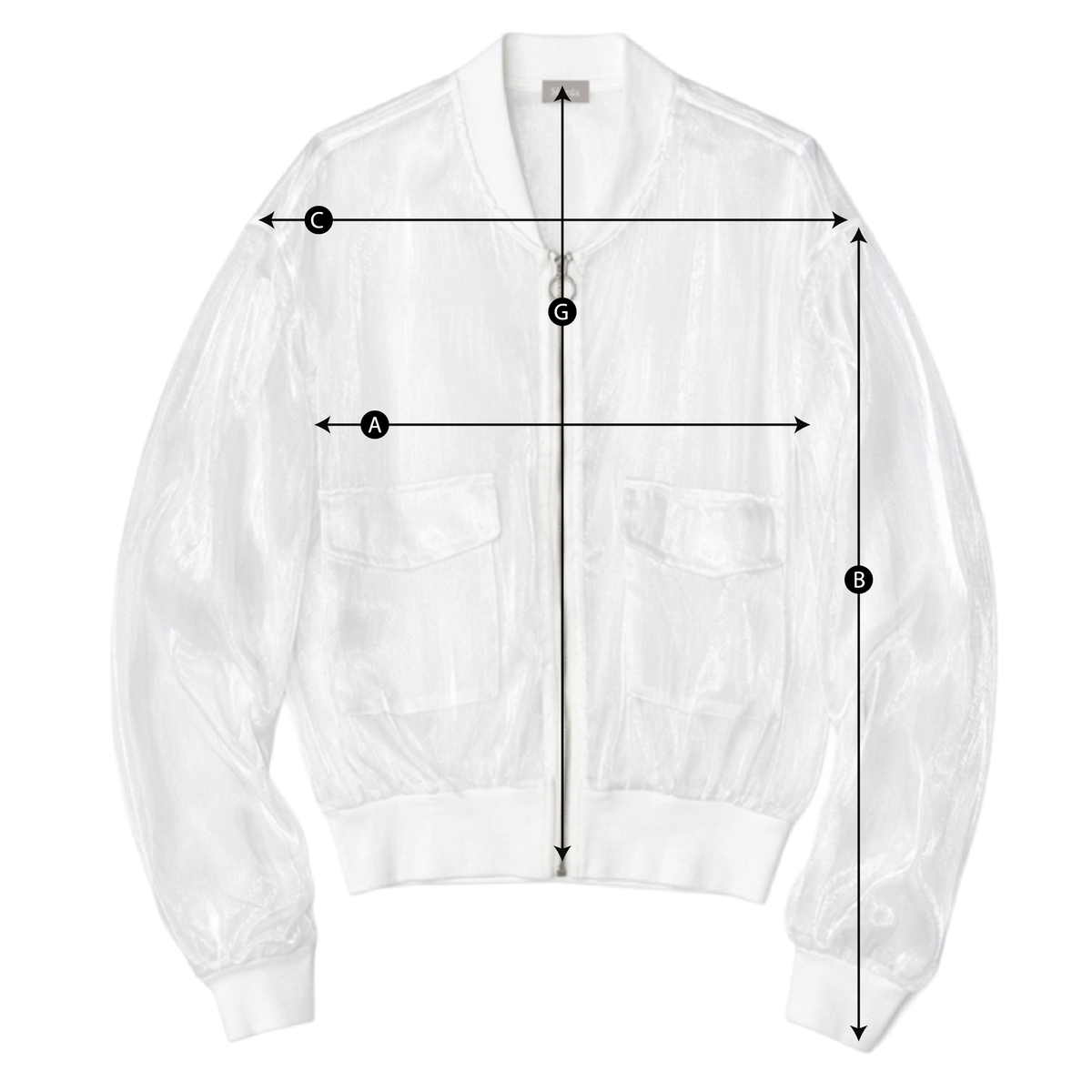 Schema misure BOMBER TRASPARENTE