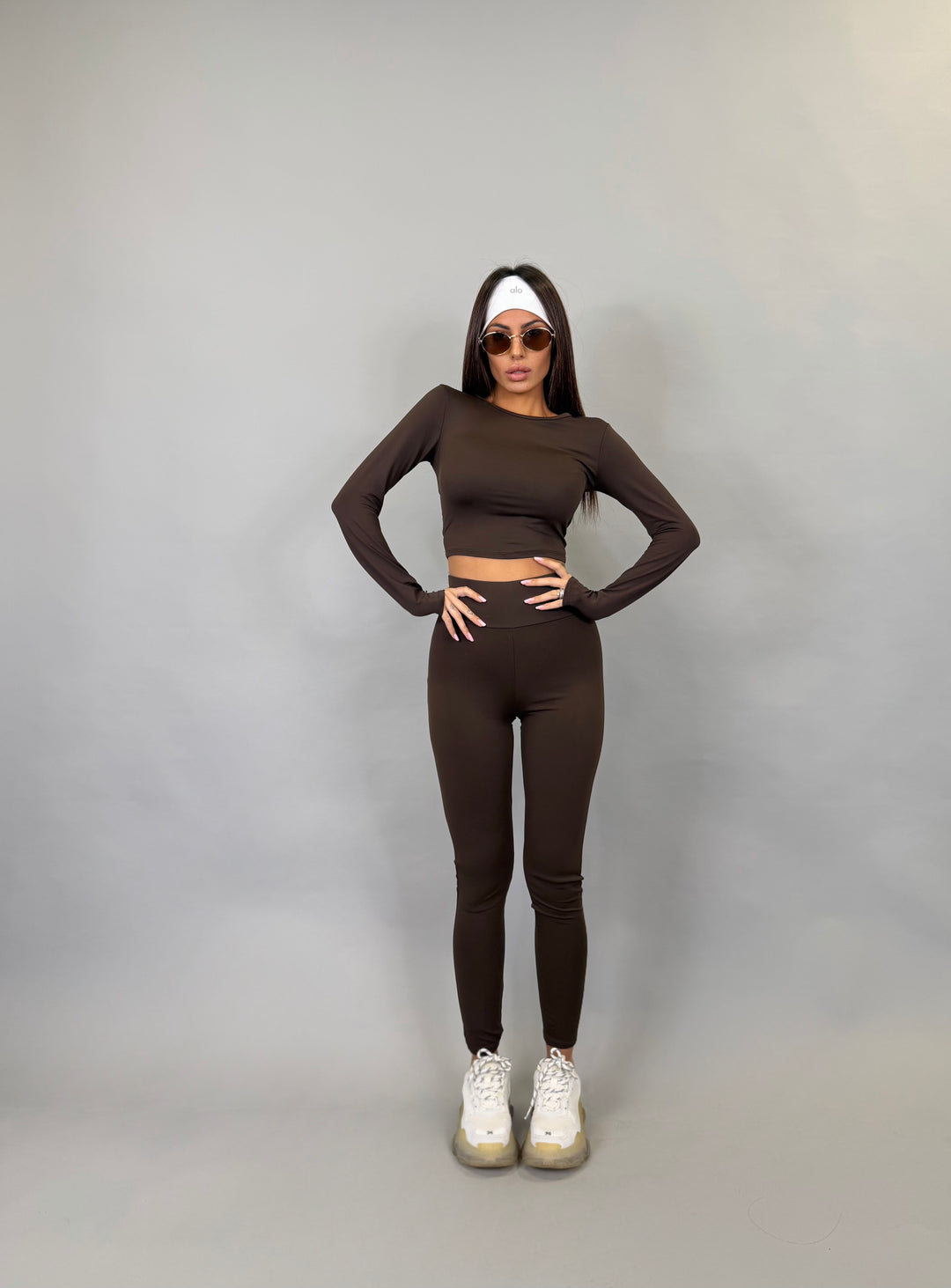 Lycra crop Marrone