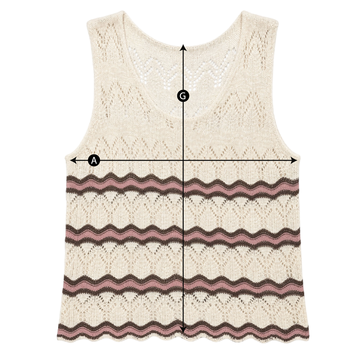 Schema misure TOP SENZA MANICHE IN MAGLIA