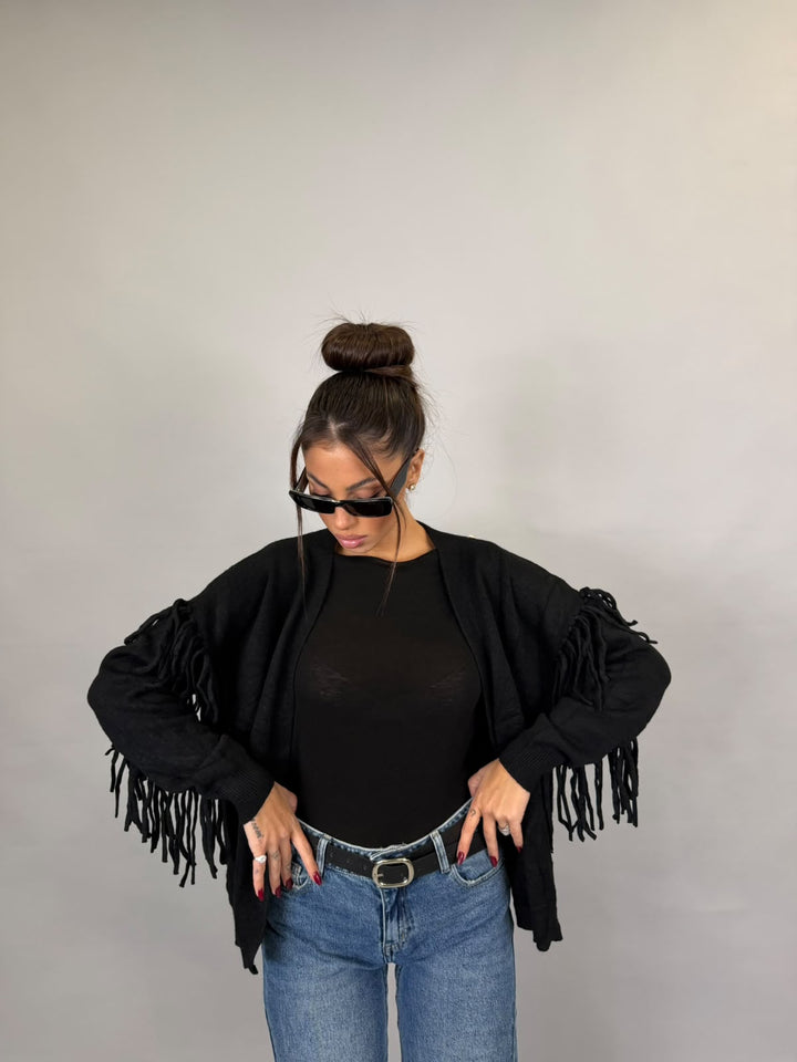 Cardigan Frange Nero