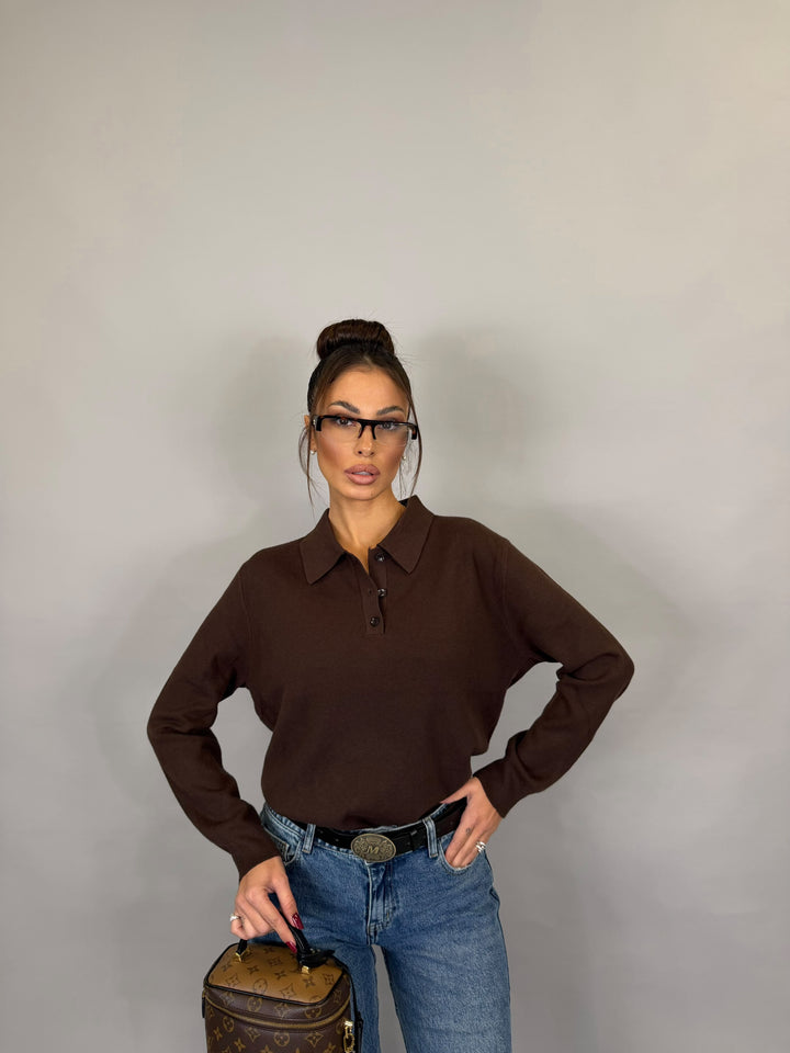 Pull Polo University Marrone