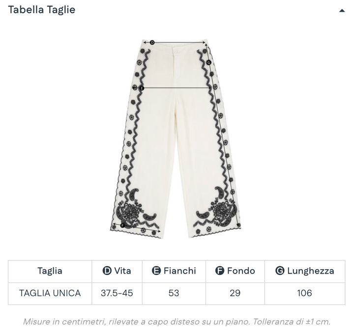 PANTALONI CON RICAMI E LINO