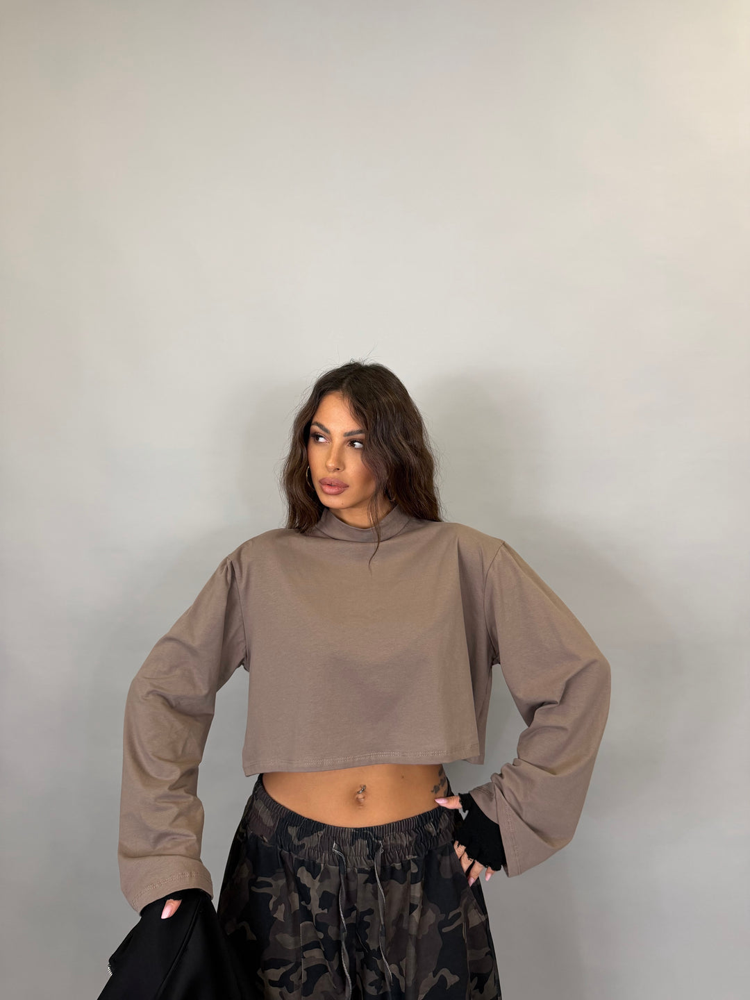 Maglia Nuvola Crop Fango
