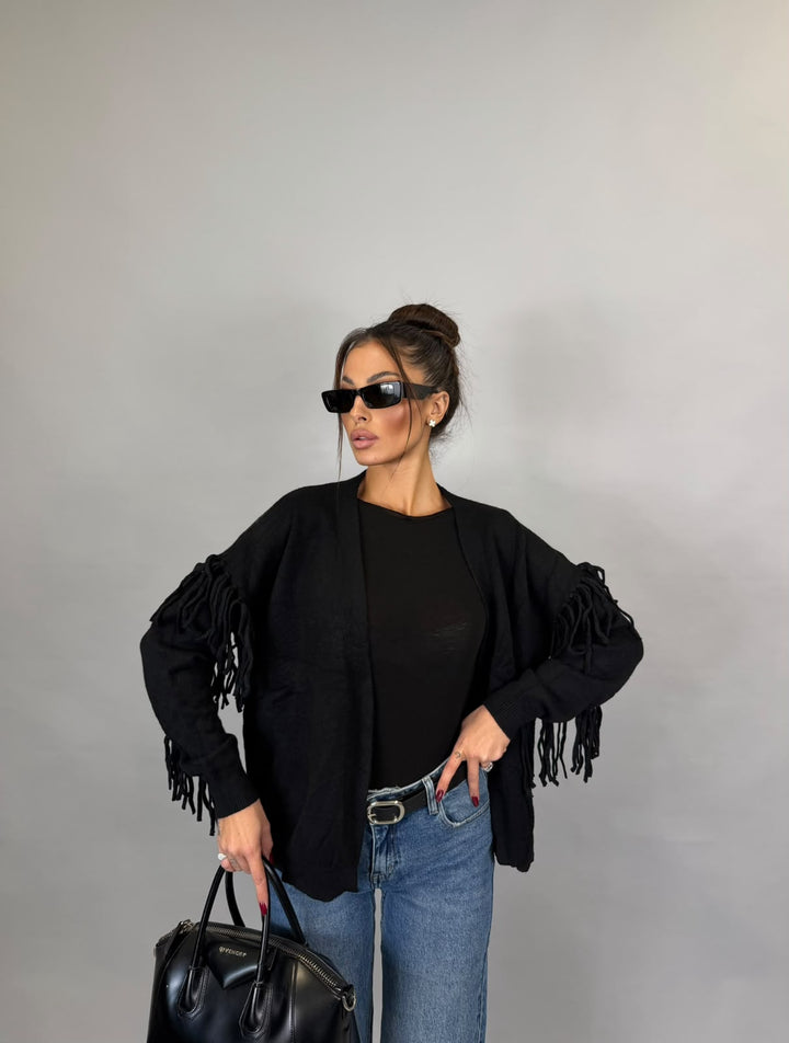 Cardigan Frange Nero