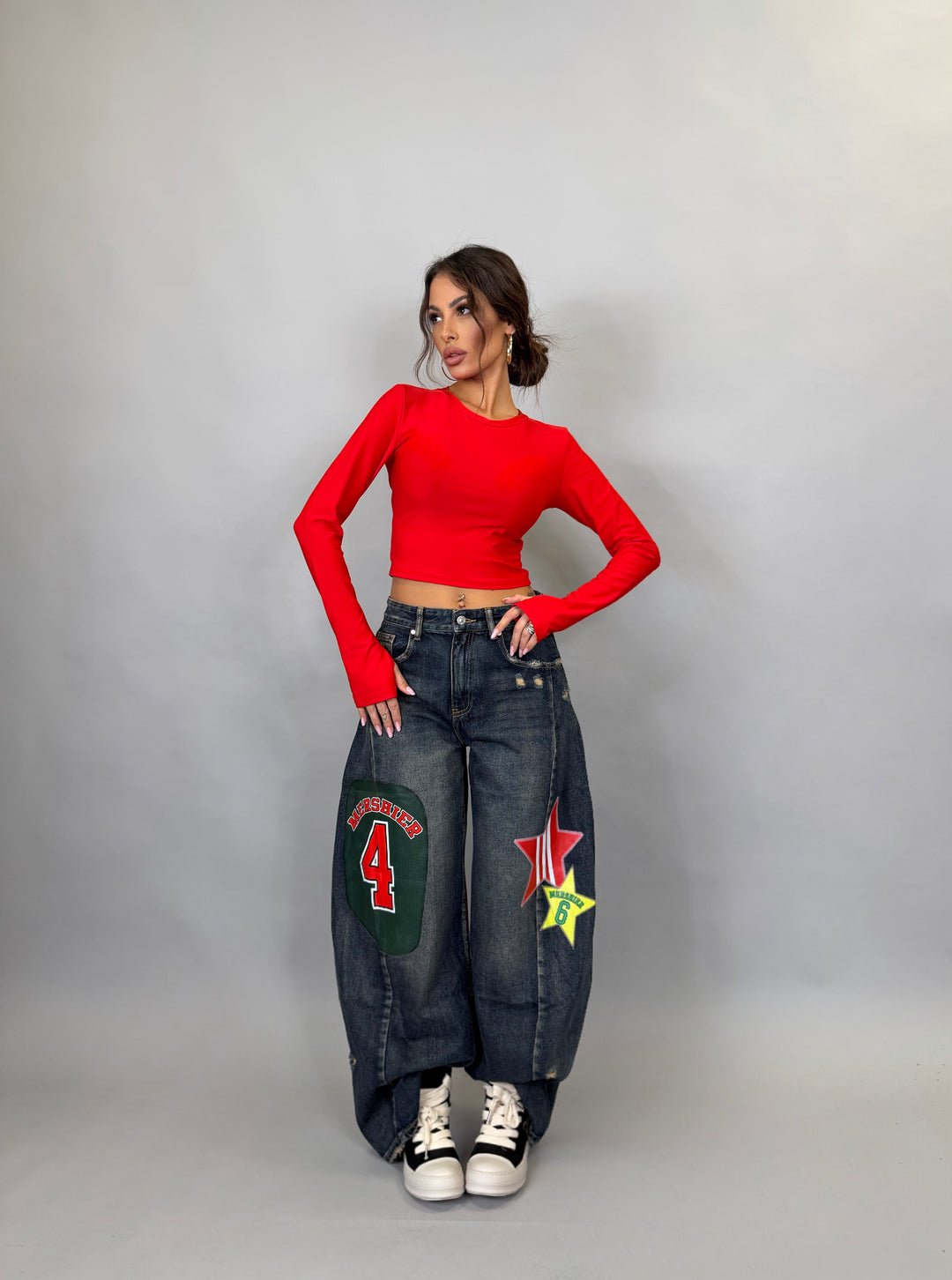 Maglia Crop Lycra Rossa