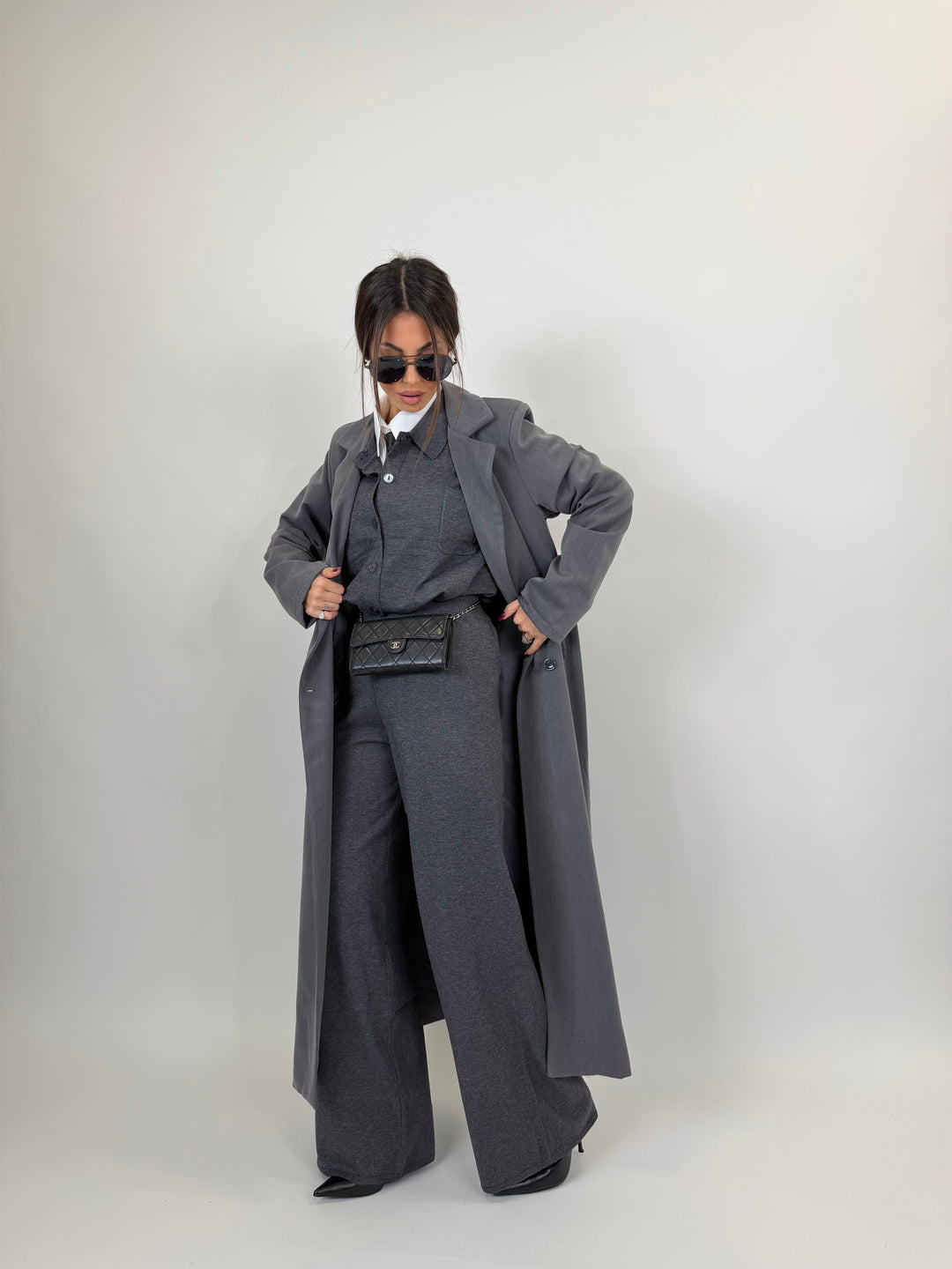 Trench Long Grigio