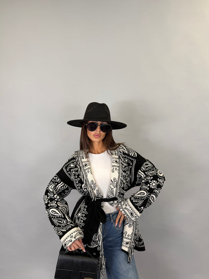 Cardigan Trame Nero/Bianco