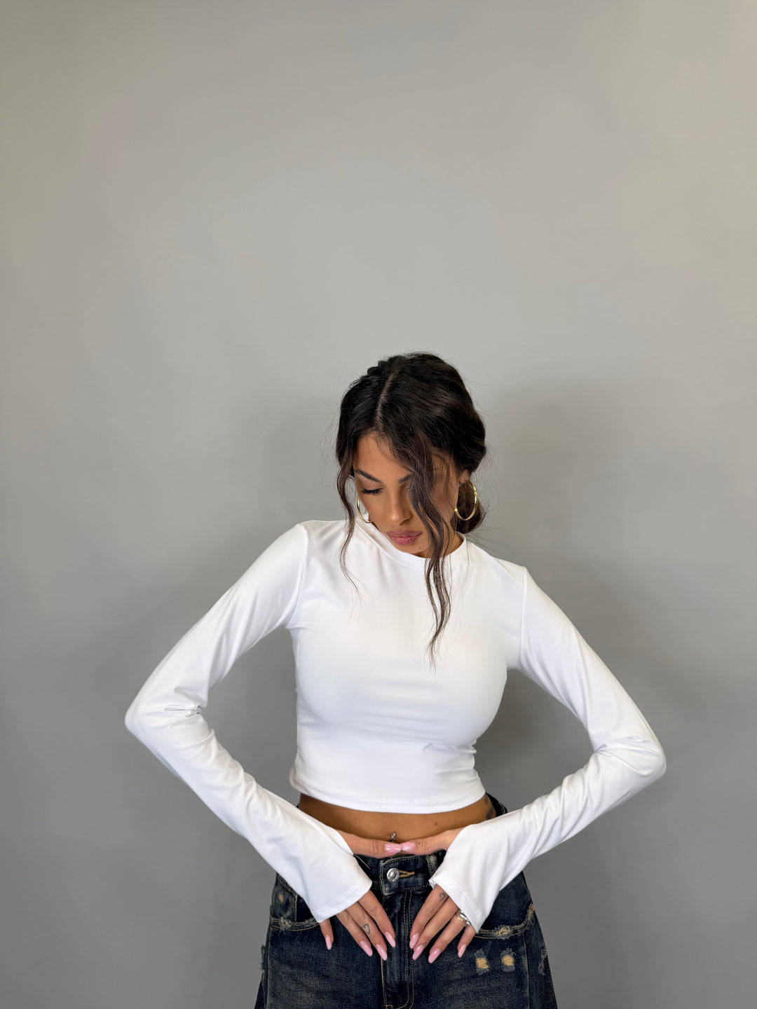 Maglia Crop Lycra Bianca
