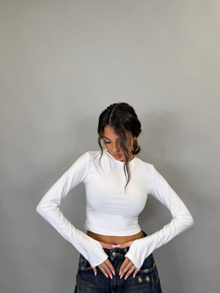 Maglia Crop Lycra Bianca