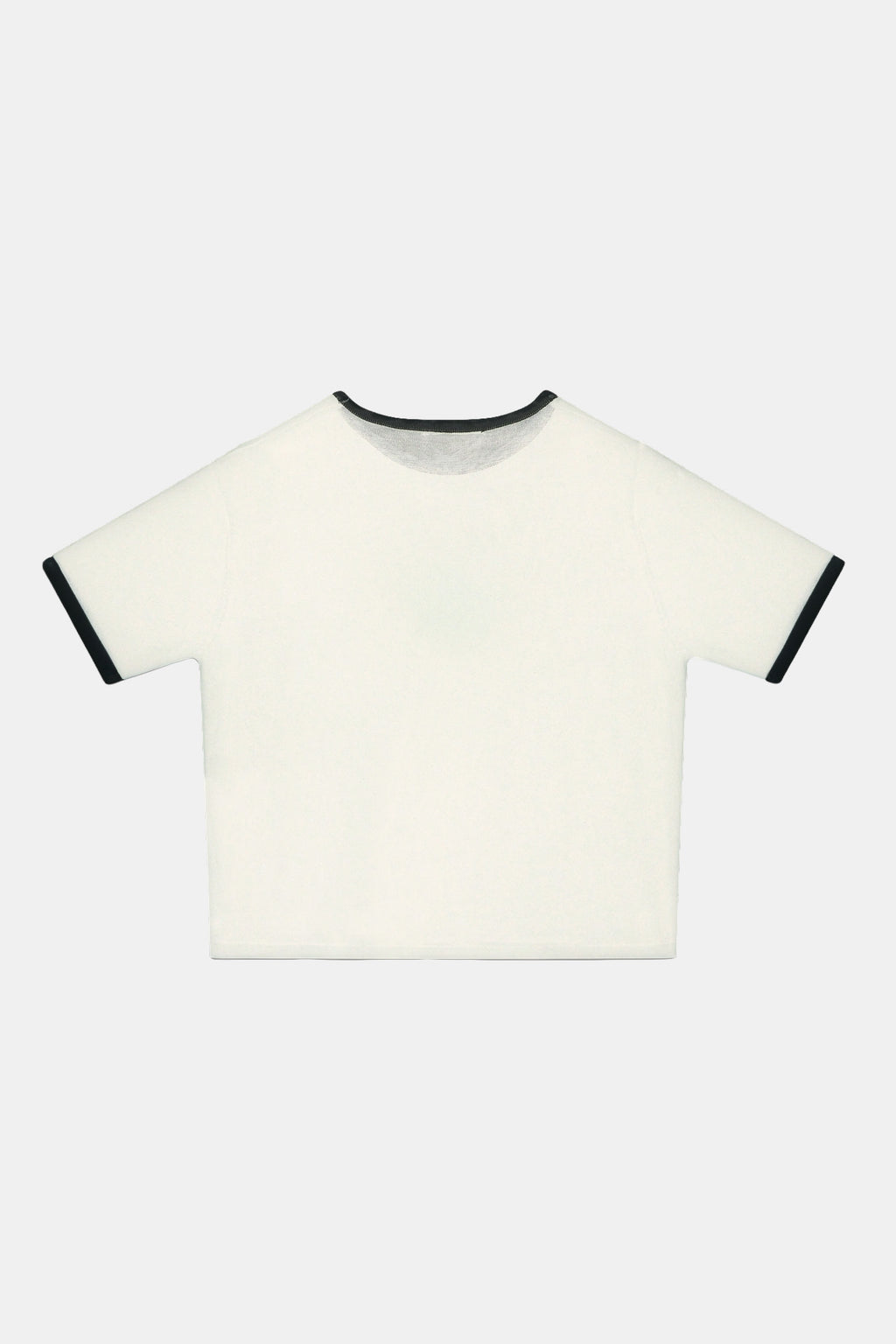T-Shirt in Maglia Donna Panna con Profilo Blu