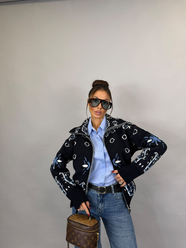 Pull Zip Alpi Blu