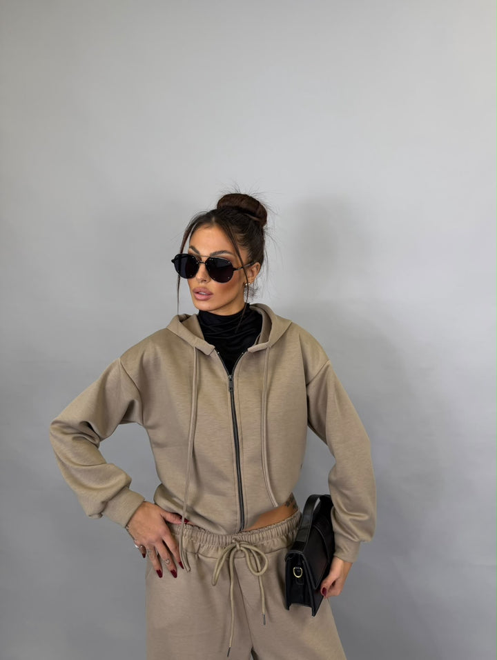 Felpa Boubble zip Fango
