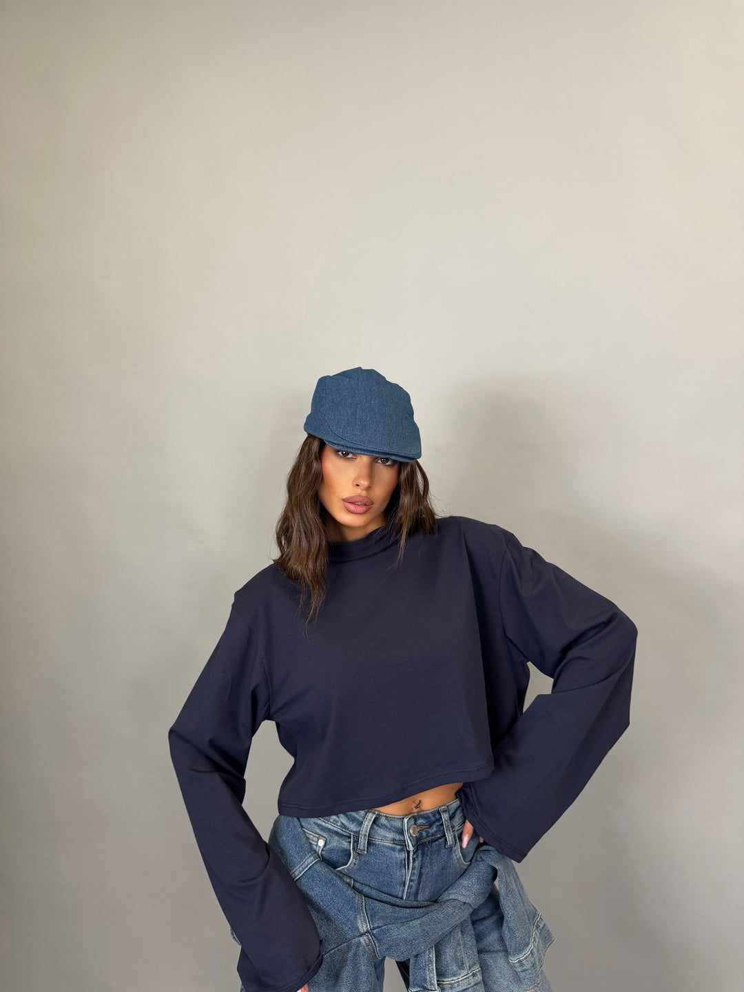 Maglia Nuvola Crop Blu Notte