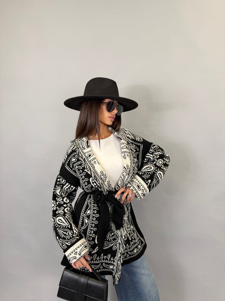 Cardigan Trame Nero/Bianco