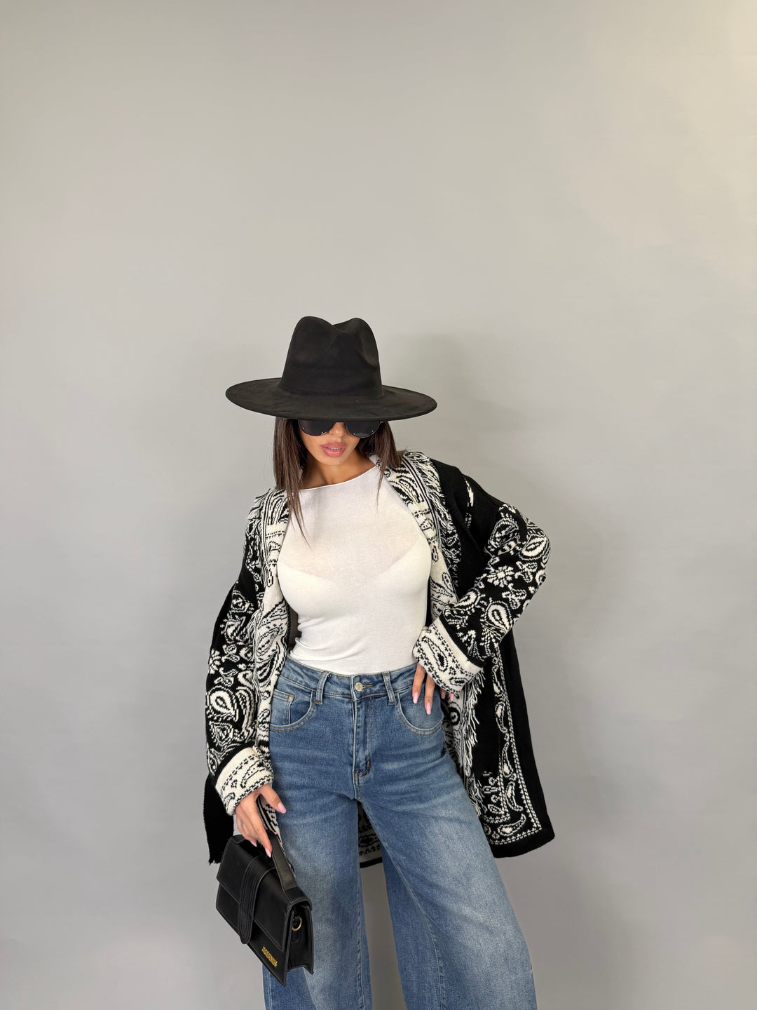 Cardigan Trame Nero/Bianco