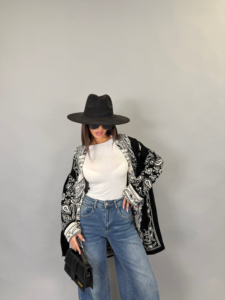 Cardigan Trame Nero/Bianco