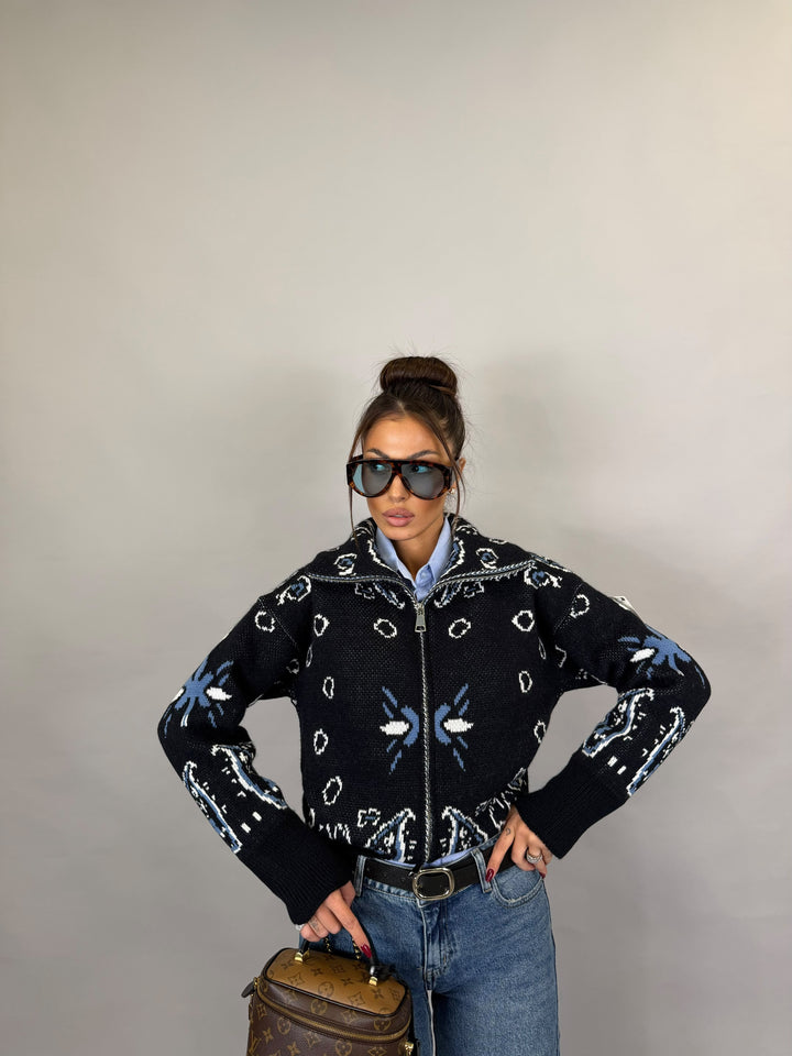 Pull Zip Alpi Blu