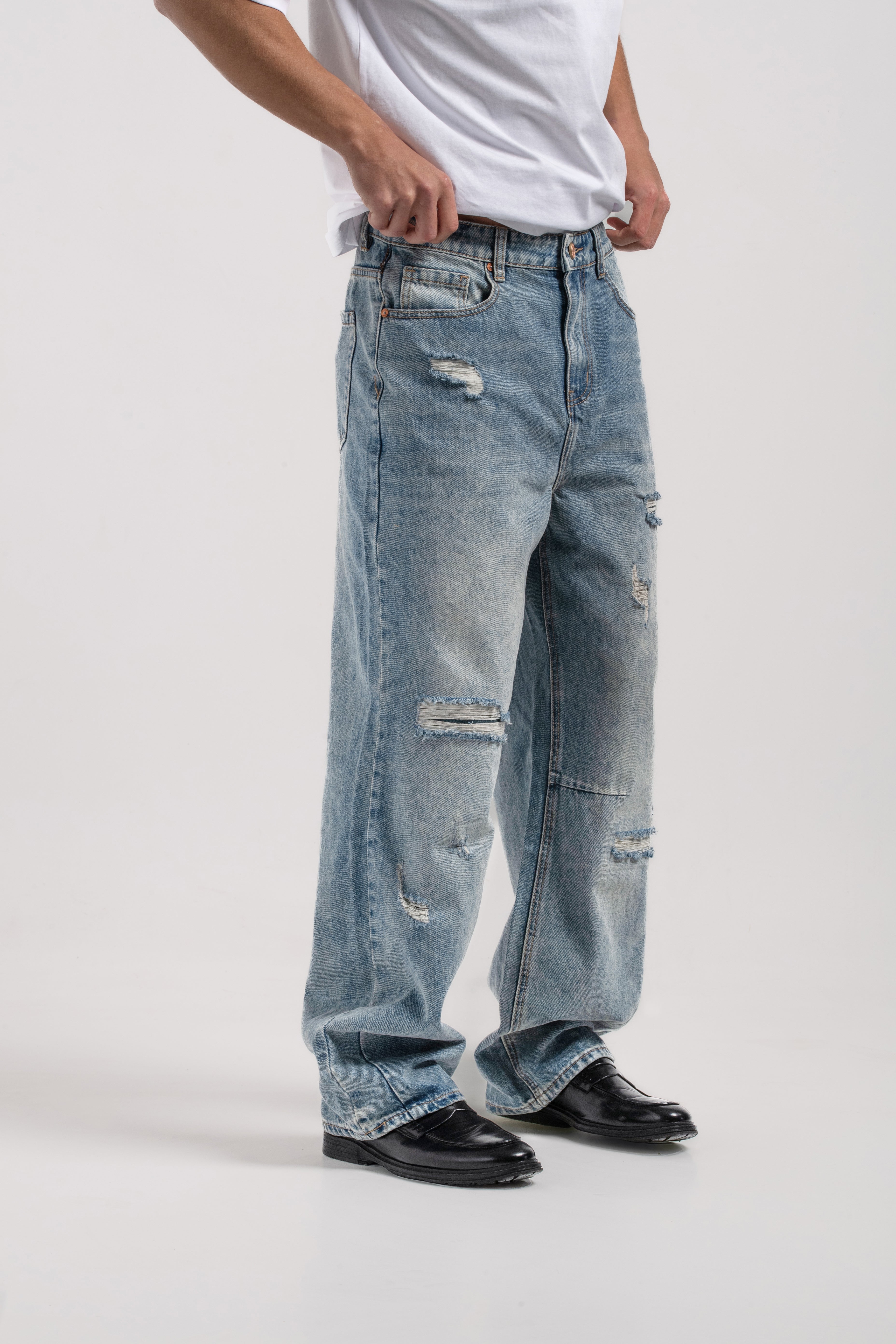 Jeans Baggy Fit Uomo Strappati