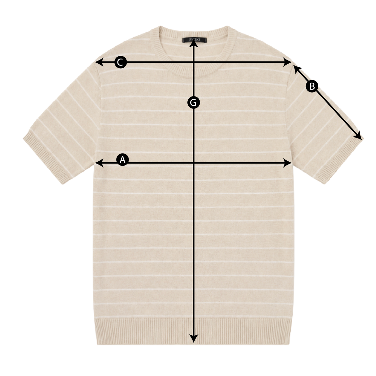 Schema misure MAGLIETTA A RIGHE MEZZA MANICA IN MAGLIA