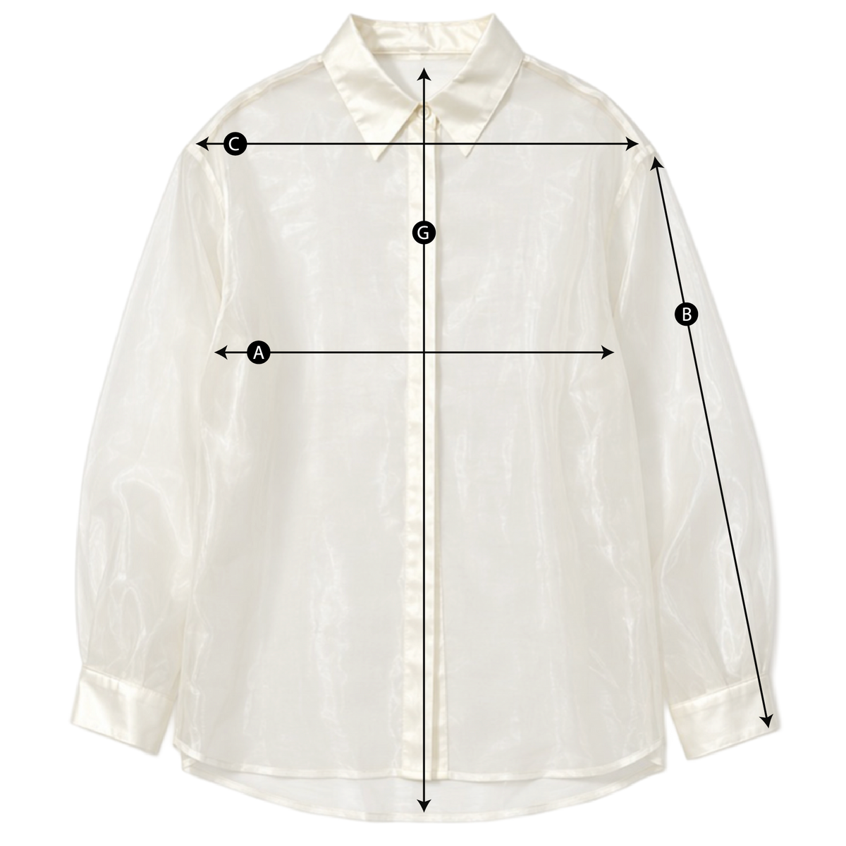 Schema misure CAMICIA OVER TRASPARENTE