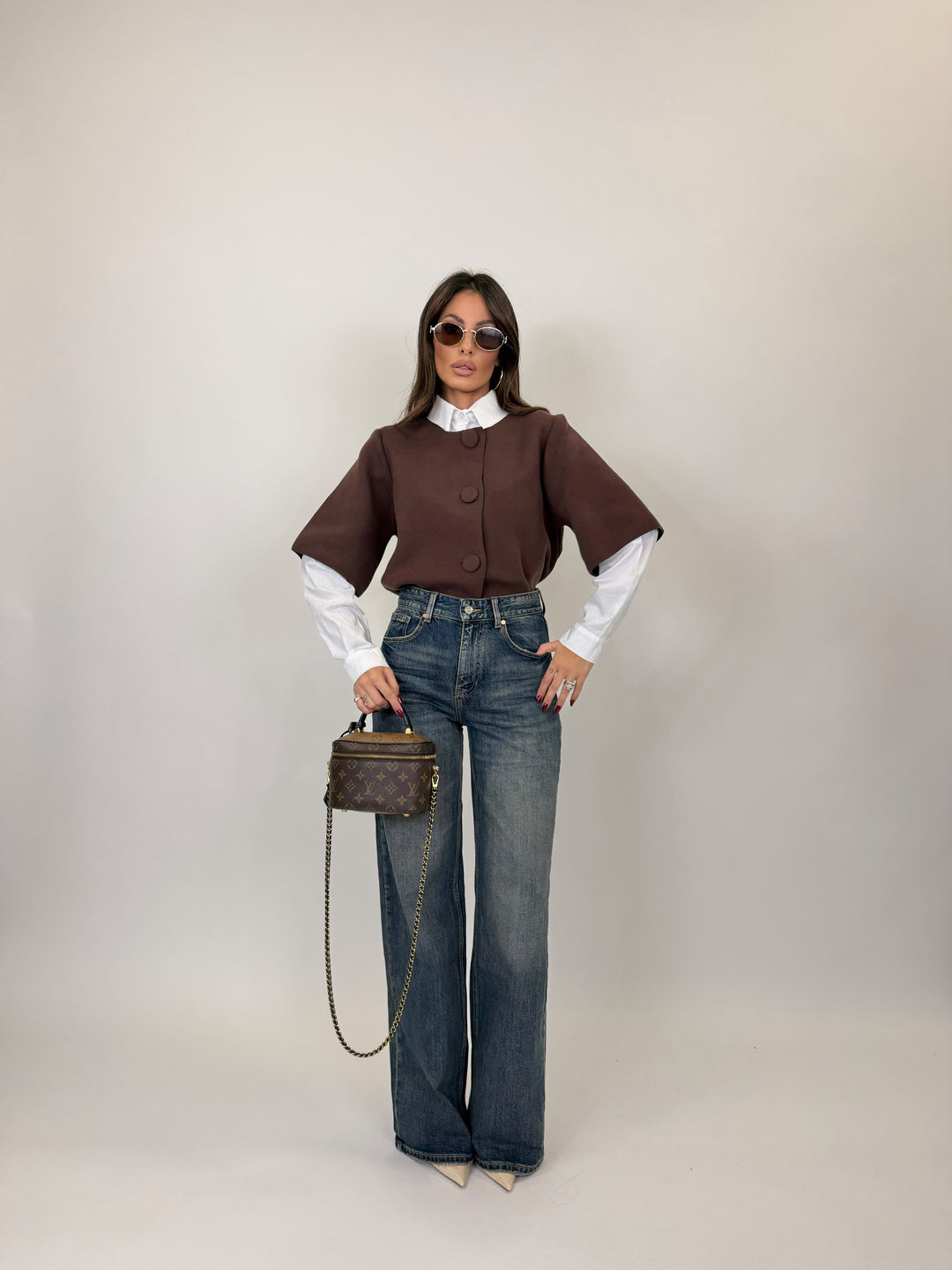 Pull Botton Marrone
